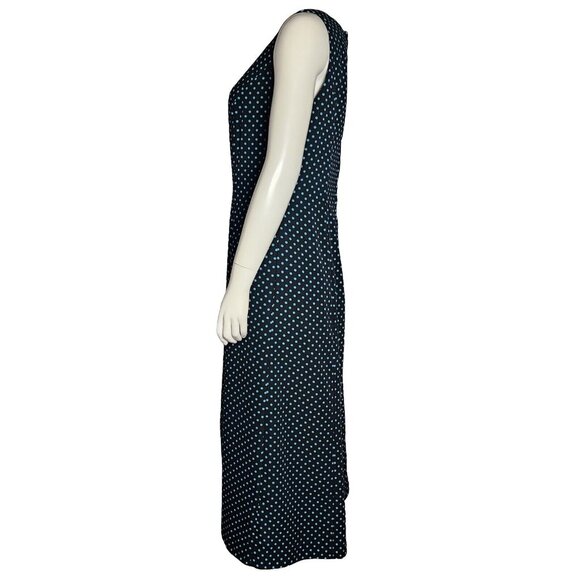 Studio I Dress Womens Size 10 Black Blue Polka Dot Sleeveless Zip Back Pencil - Picture 2 of 7